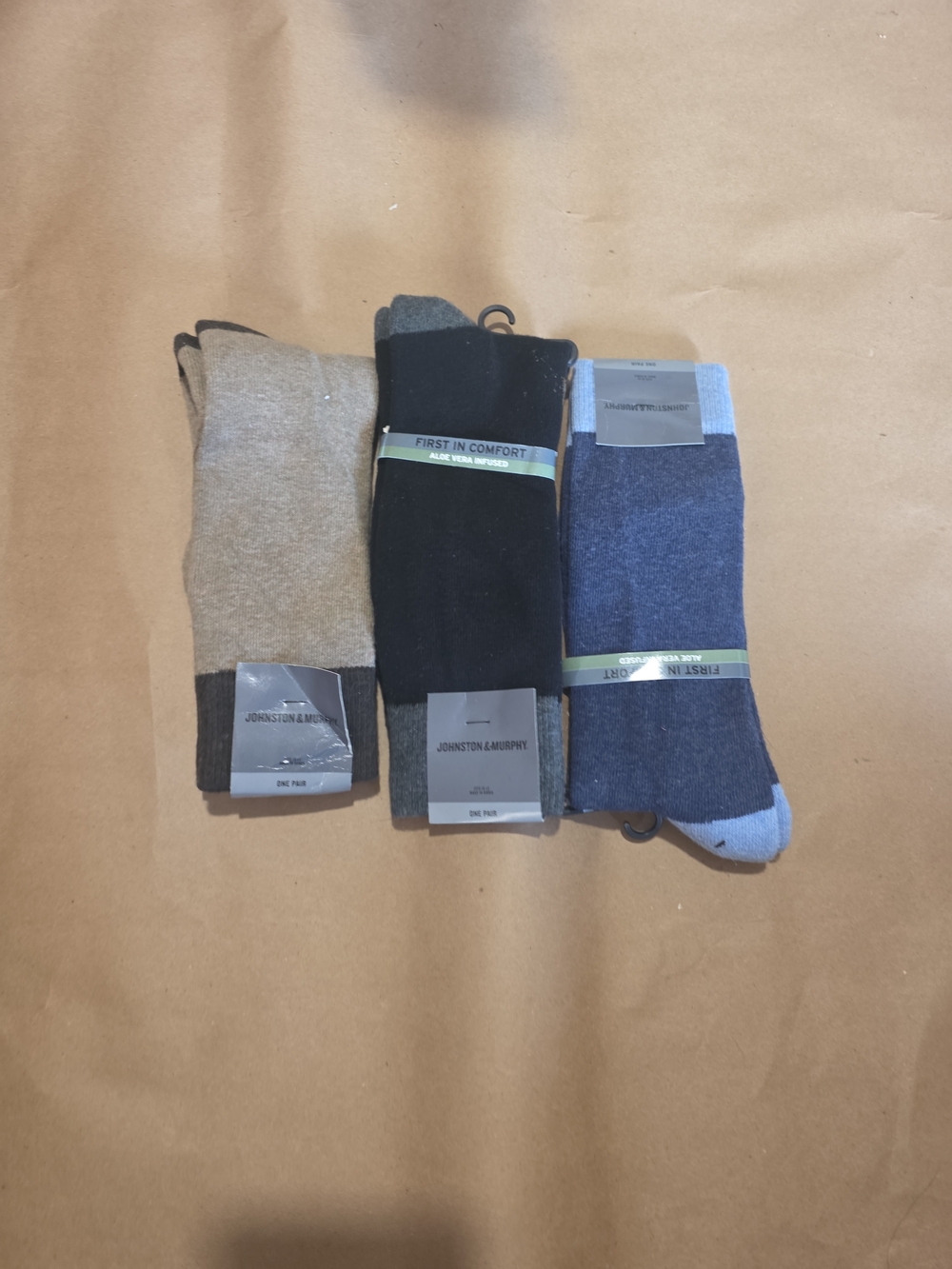 Johnston & Murphy Three-Pack Dress Socks in Black, Navy, and Tan #7